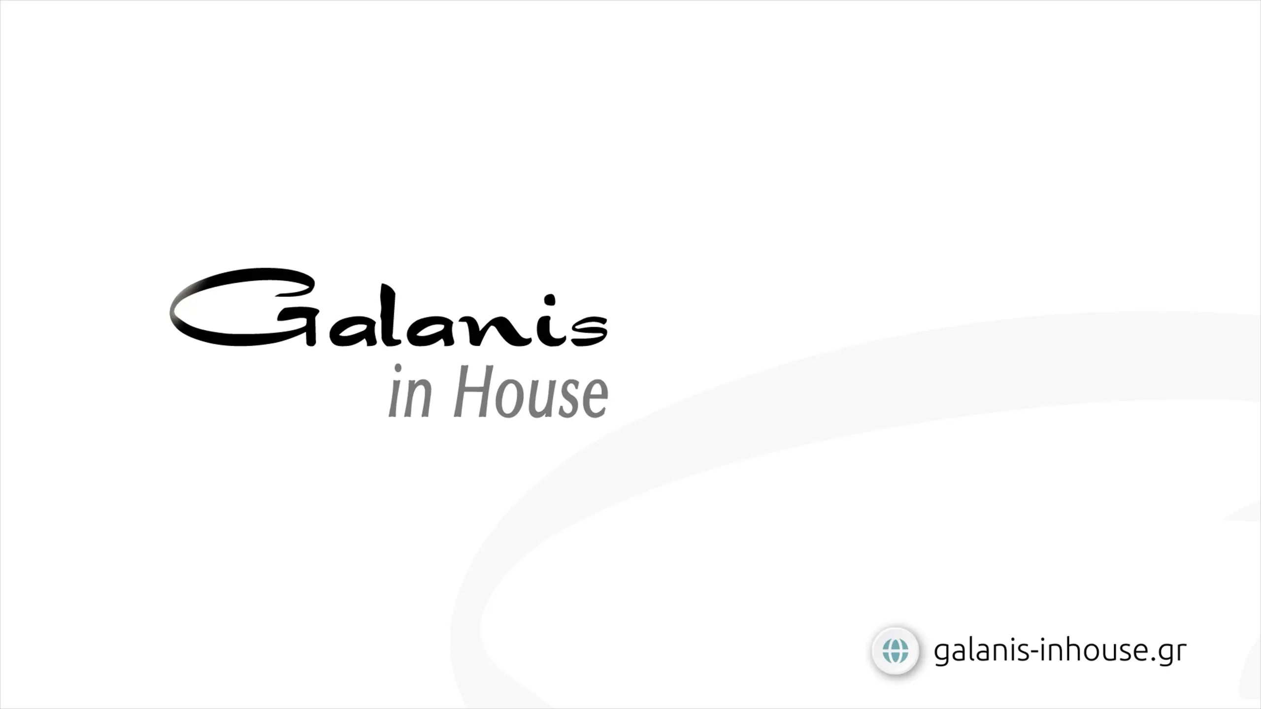 Minimal closing frame with Galanis Furniture logo and website – white background